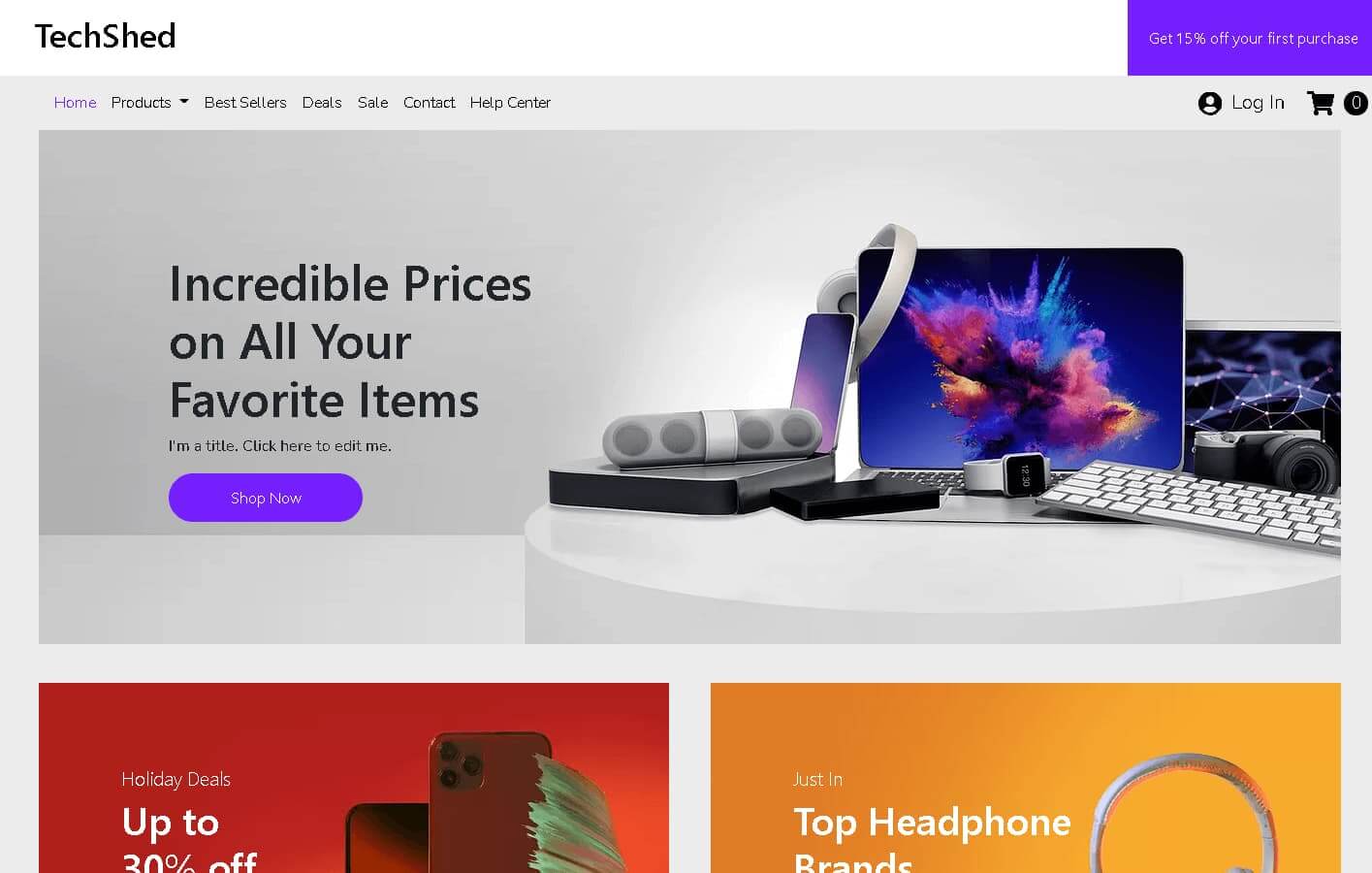 TechShed electronics store website